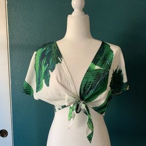 Tropical Front Tie Crop Top